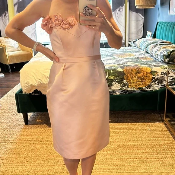 Priscilla of Boston vintage pink satin midi dress, size 4 - Picture 4 of 9